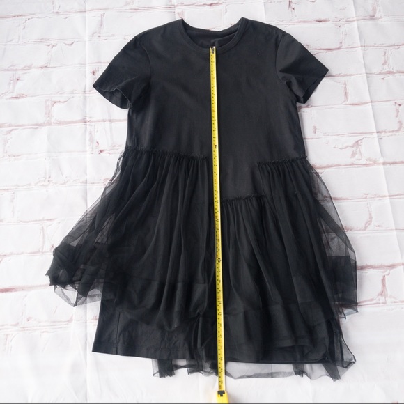 JNBY Women's Black Dress with Asymmetrical Tulle Design - Size Medium - Picture 13 of 14